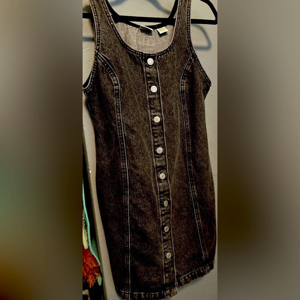 Levi’s black denim skirt overall mini dress size extra small